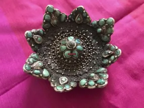 1285-B SOLD Rare Old Ladakh Tshoopze Flower Silver Medallion - SOLD