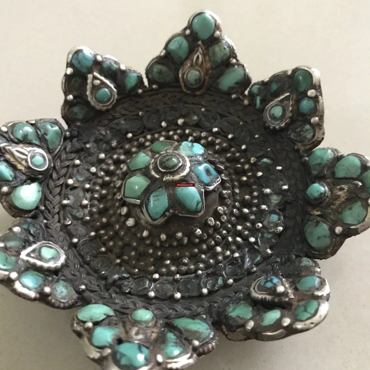 1285-B SOLD Rare Old Ladakh Tshoopze Flower Silver Medallion - SOLD