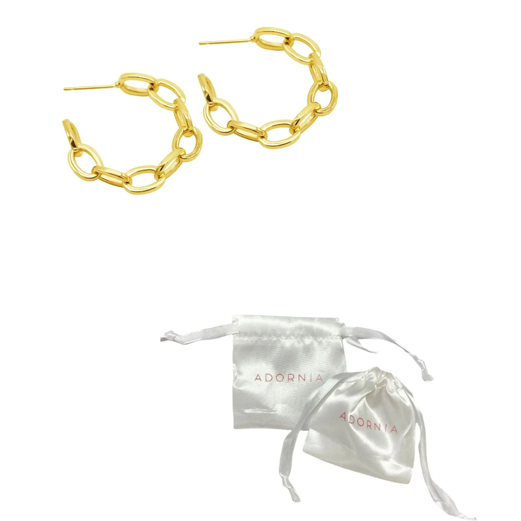 14K Gold Plated Chain Link Hoop Earrings