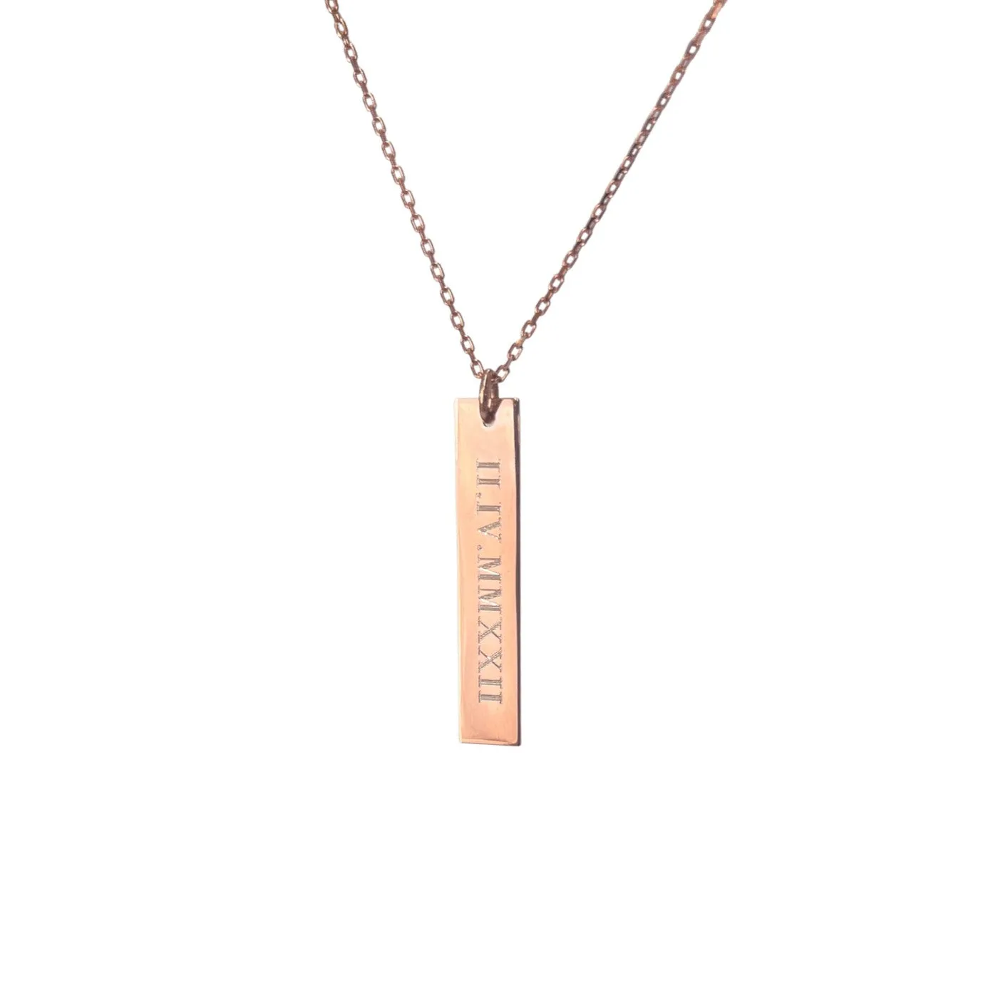14K Gold Roman Numeral Date Bar Necklace