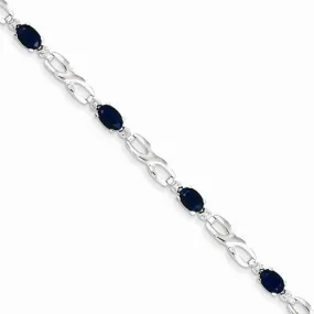 14K White Gold Completed Figure-8 Diamond & Sapphire Bracelet