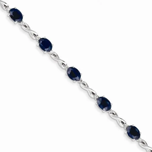 14K White Gold Diamond and Sapphire Bracelet