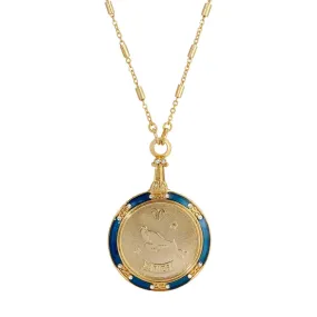 1928 Jewelry Astrological Sign Round Pendant Zodiac Necklace 28"