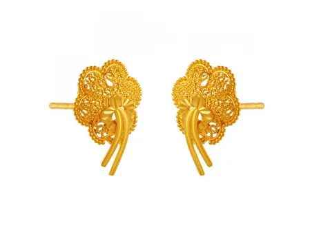 22k Delicate Flower Shape Gold Stud Earrings