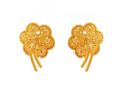 22k Delicate Flower Shape Gold Stud Earrings