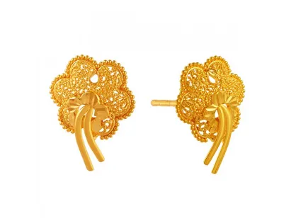 22k Delicate Flower Shape Gold Stud Earrings