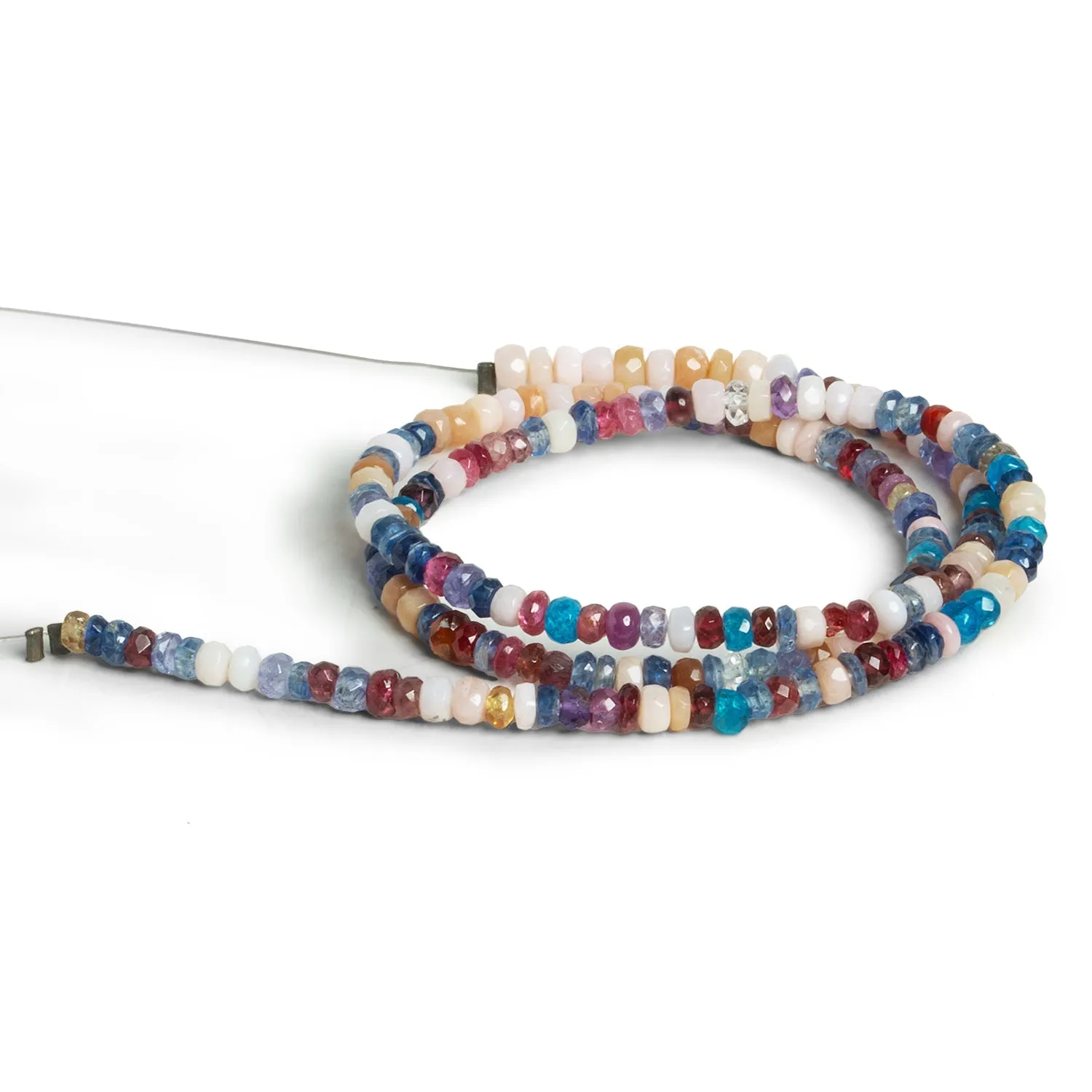 3-4mm Multi Gemstone Faceted Rondelles 16 inch 150 beads
