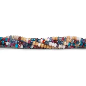 3-4mm Multi Gemstone Faceted Rondelles 16 inch 150 beads