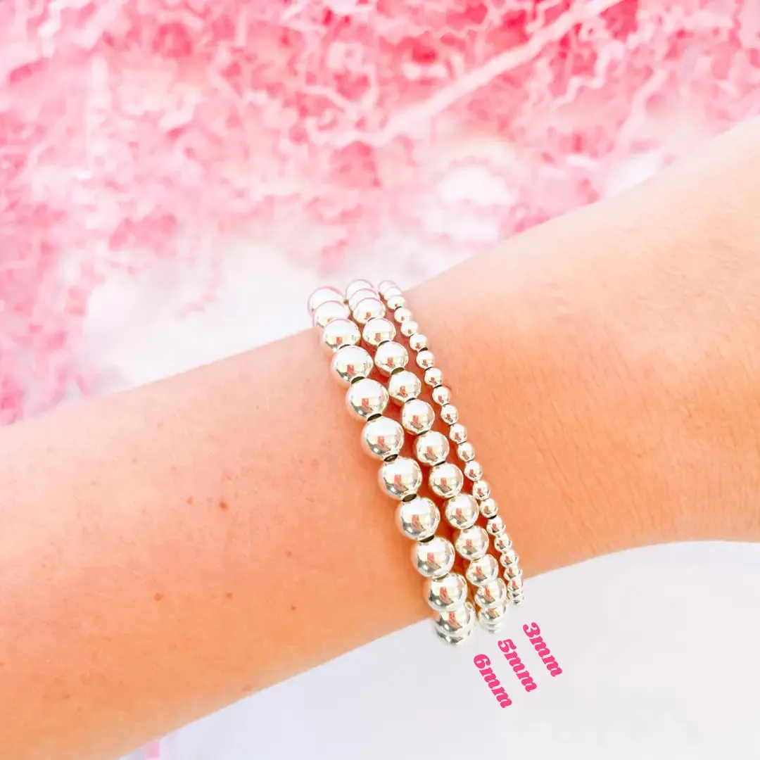 3MM Silver Bead Bracelet