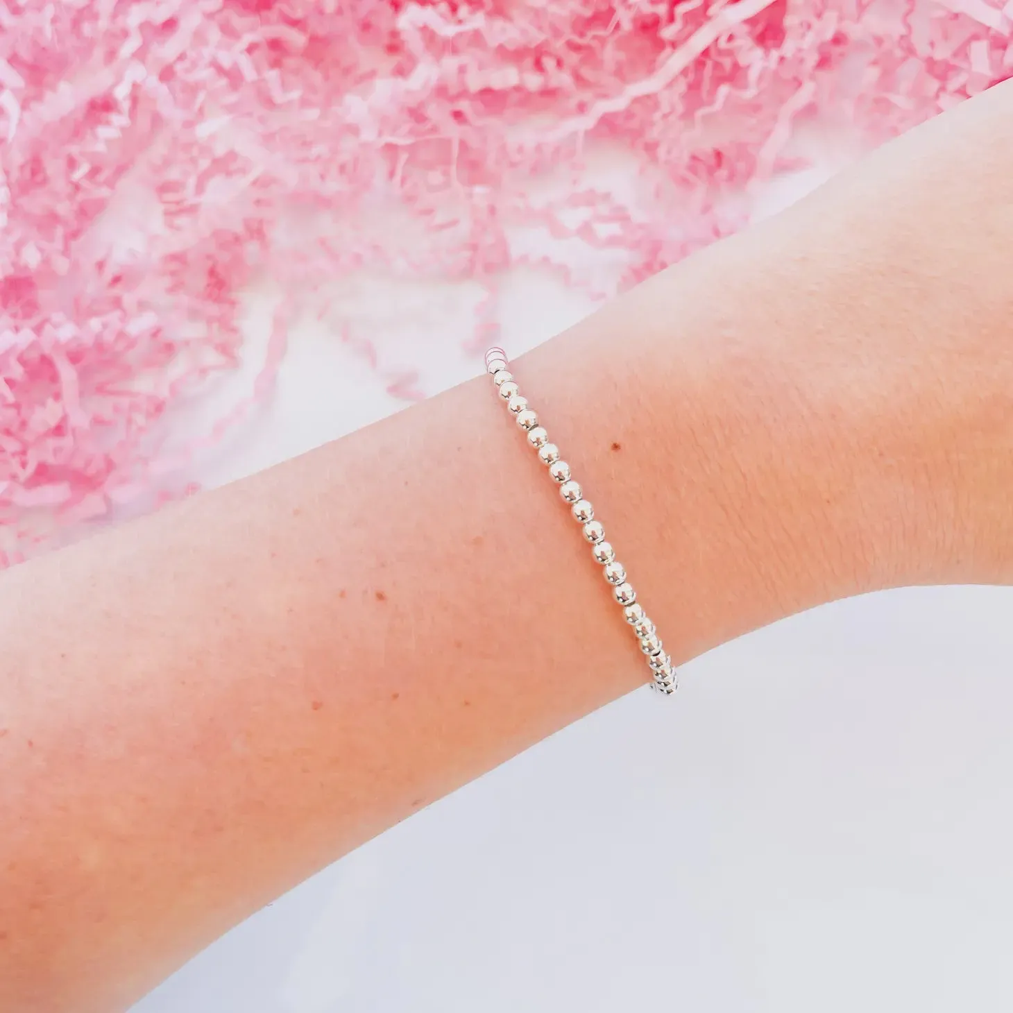 3MM Silver Bead Bracelet
