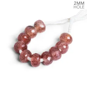 8mm Strawberry Quartz Rondelles 2mm Large Drill Hole 10 Beads