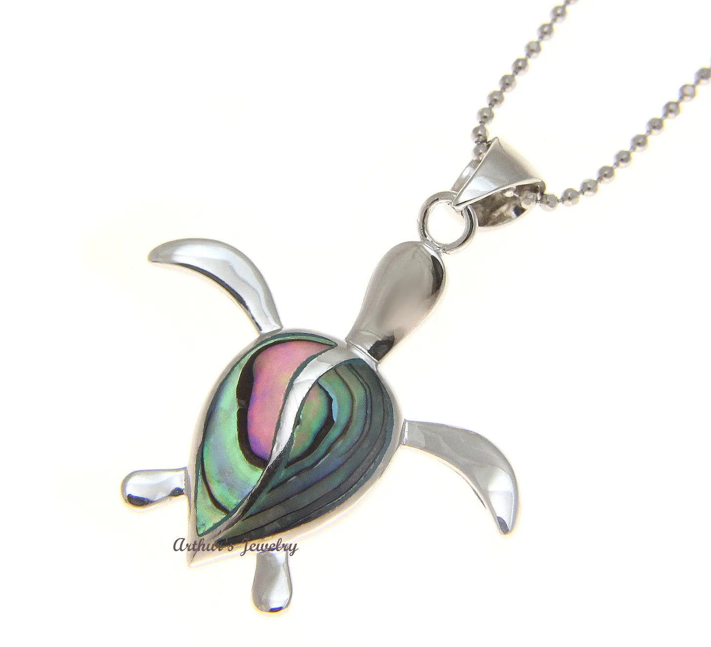 925 Sterling Silver Hawaiian Honu Sea Turtle Abalone Paua Shell Pendant S M L