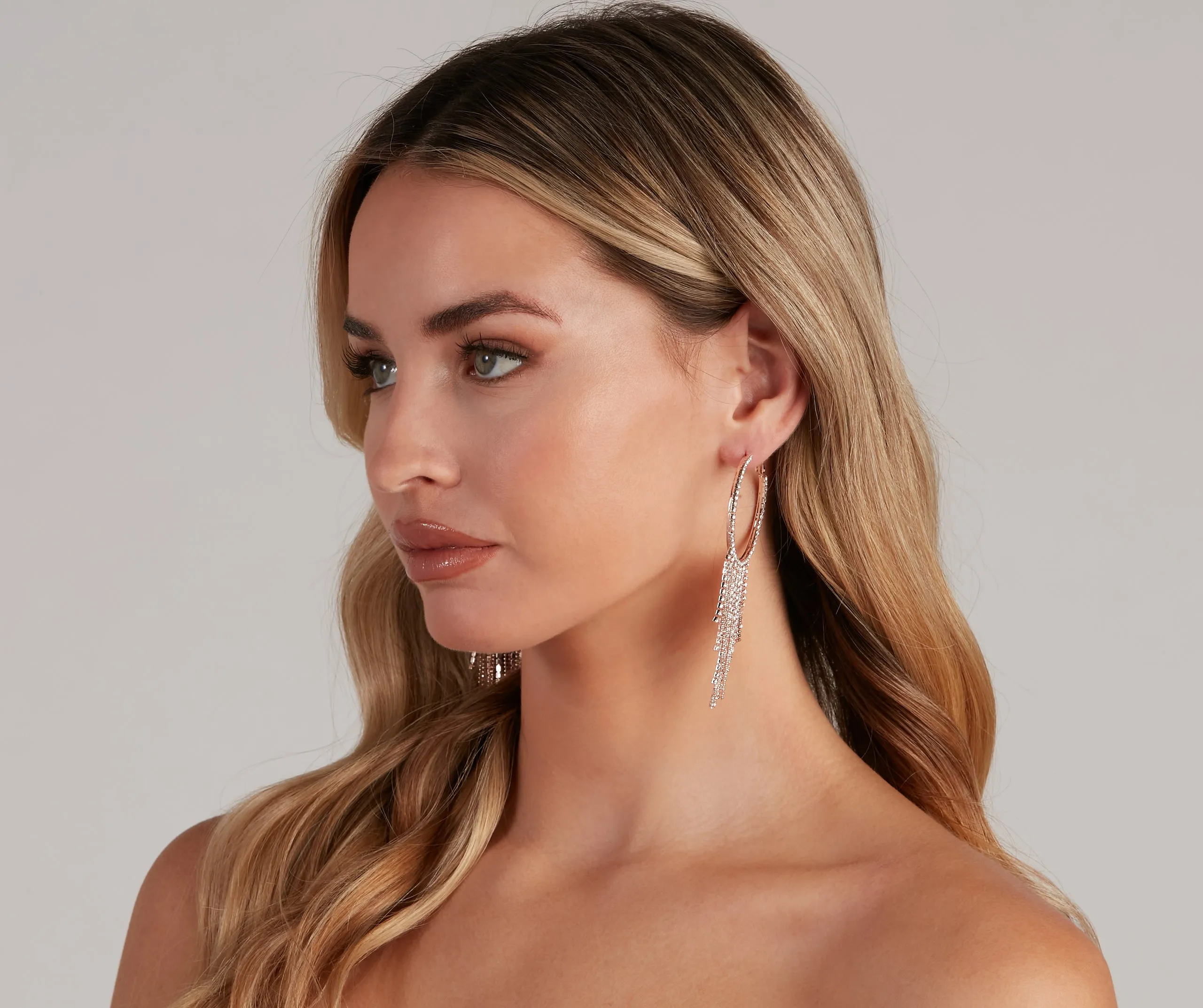 Alluring Glamour Fringe Hoop Earrings