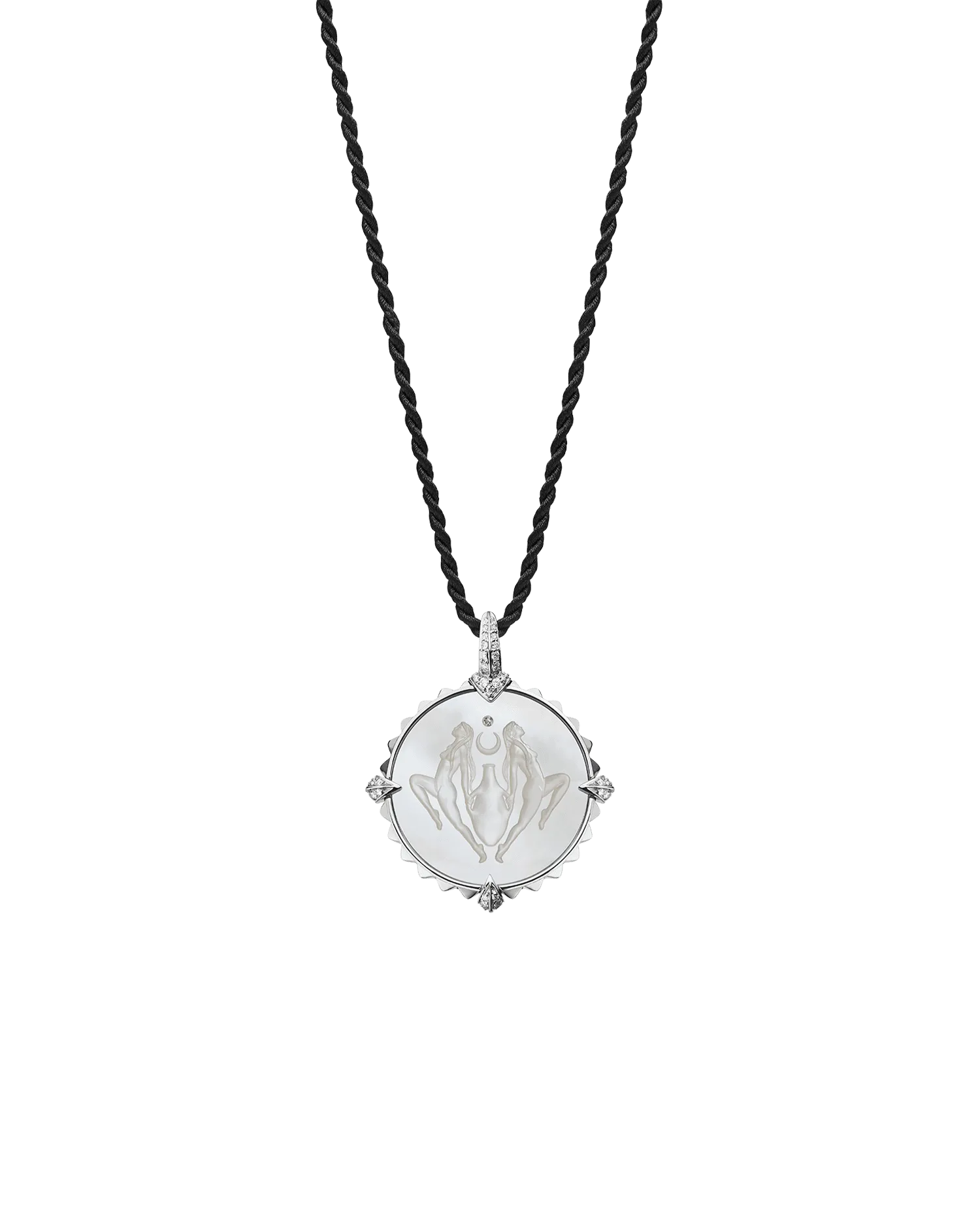 Aquarius Coin Charm | Mother of Pearl, Diamonds, and White Gold