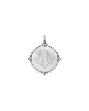 Aquarius Coin Charm | Mother of Pearl, Diamonds, and White Gold