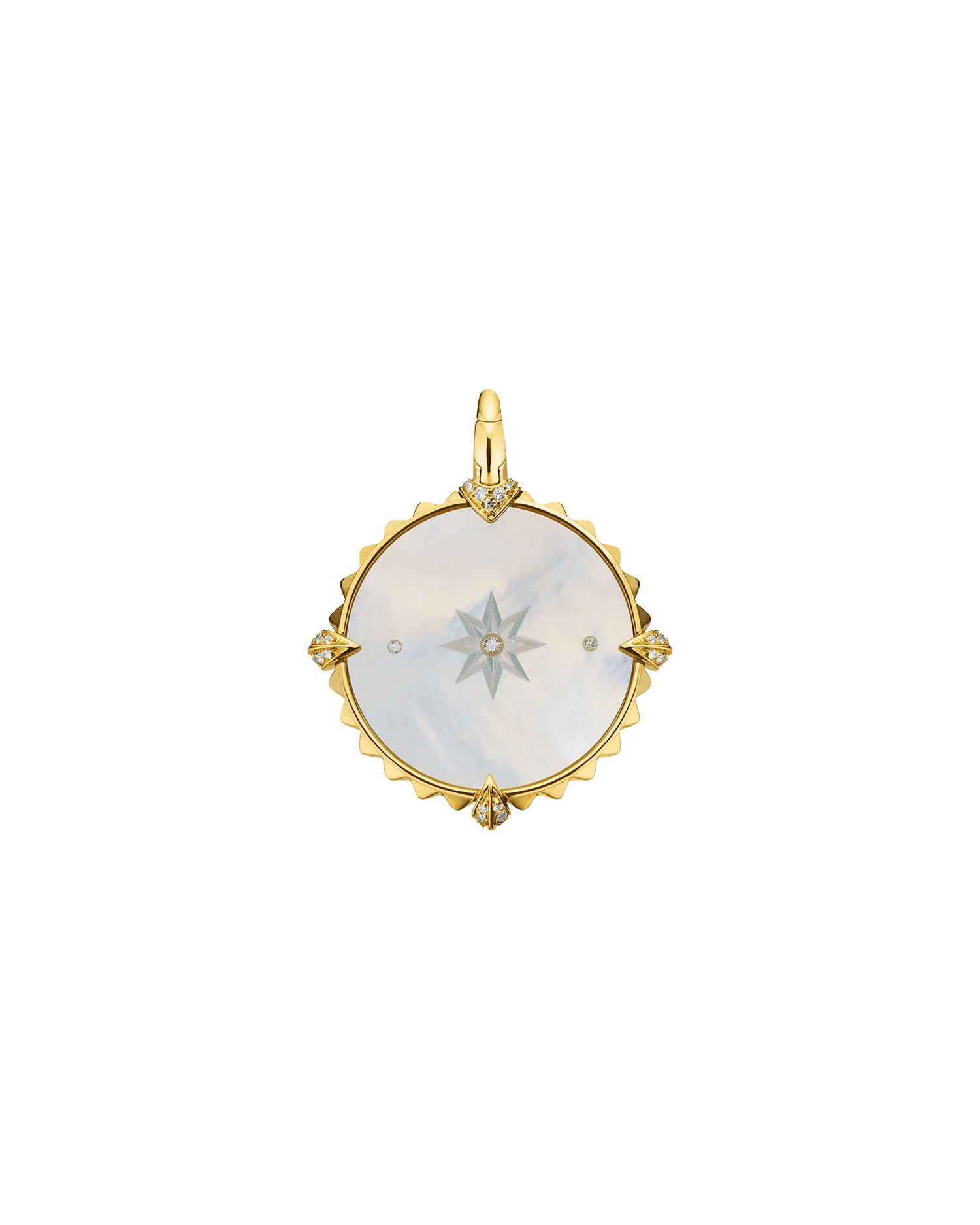 Aquarius Coin Charm | Mother of Pearl, Diamonds, and Yellow Gold