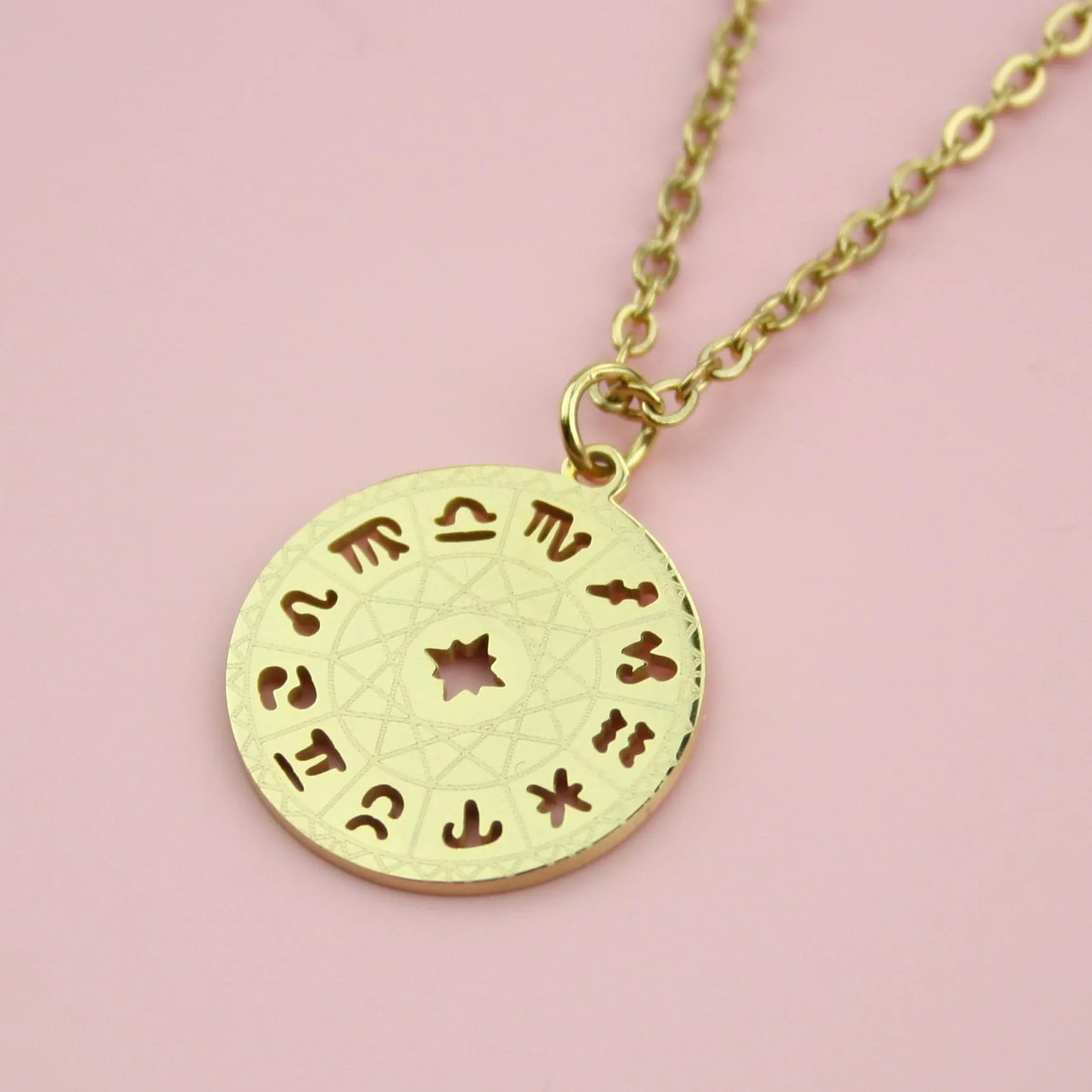 Astrology Wheel Necklace (Gold Plated)