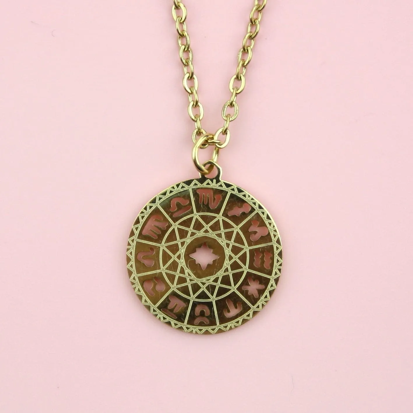 Astrology Wheel Necklace (Gold Plated)