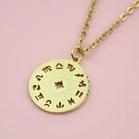 Astrology Wheel Necklace (Gold Plated)