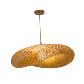 Bamboo LED Pendant Light - Handcrafted Boho Chandelier