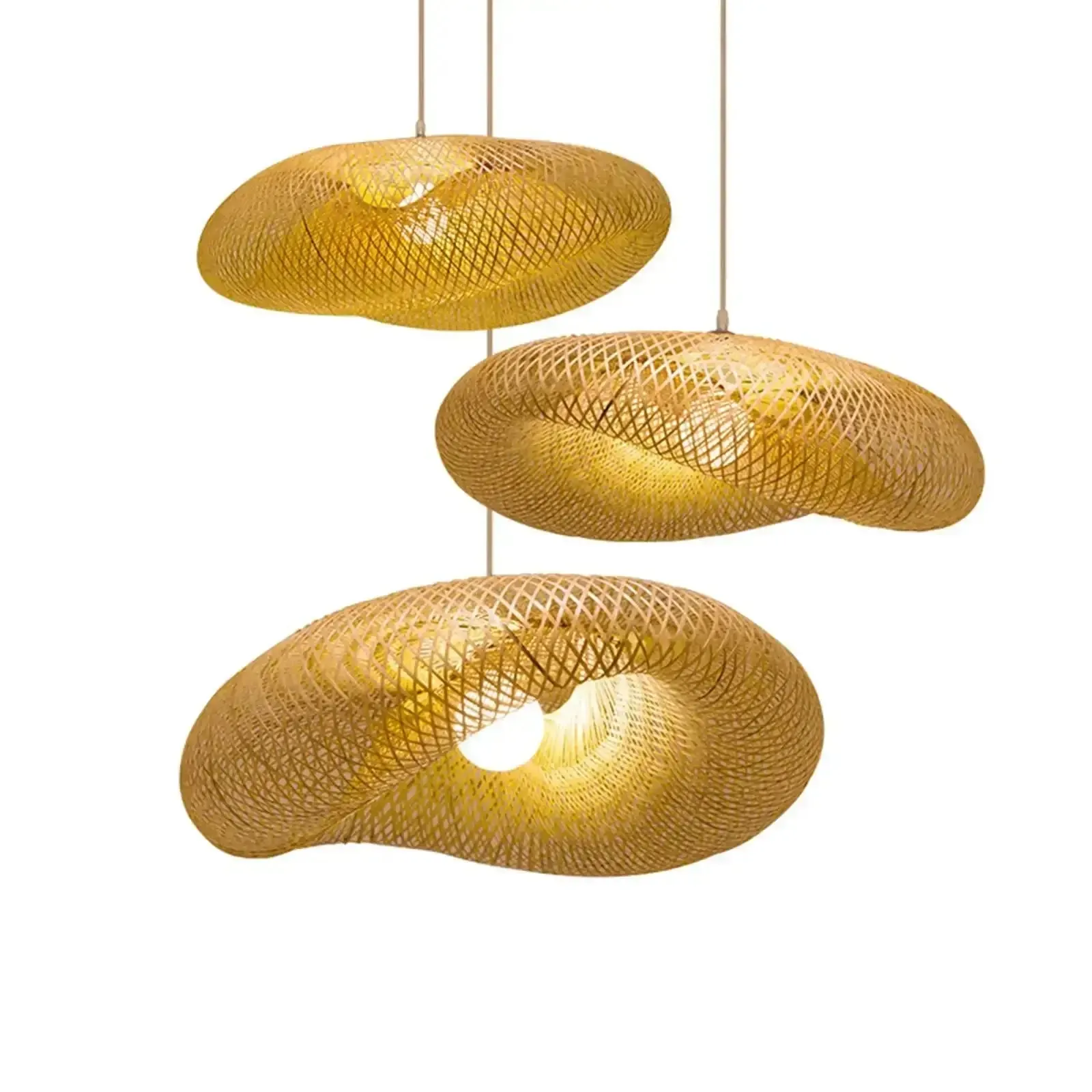 Bamboo LED Pendant Light - Handcrafted Boho Chandelier