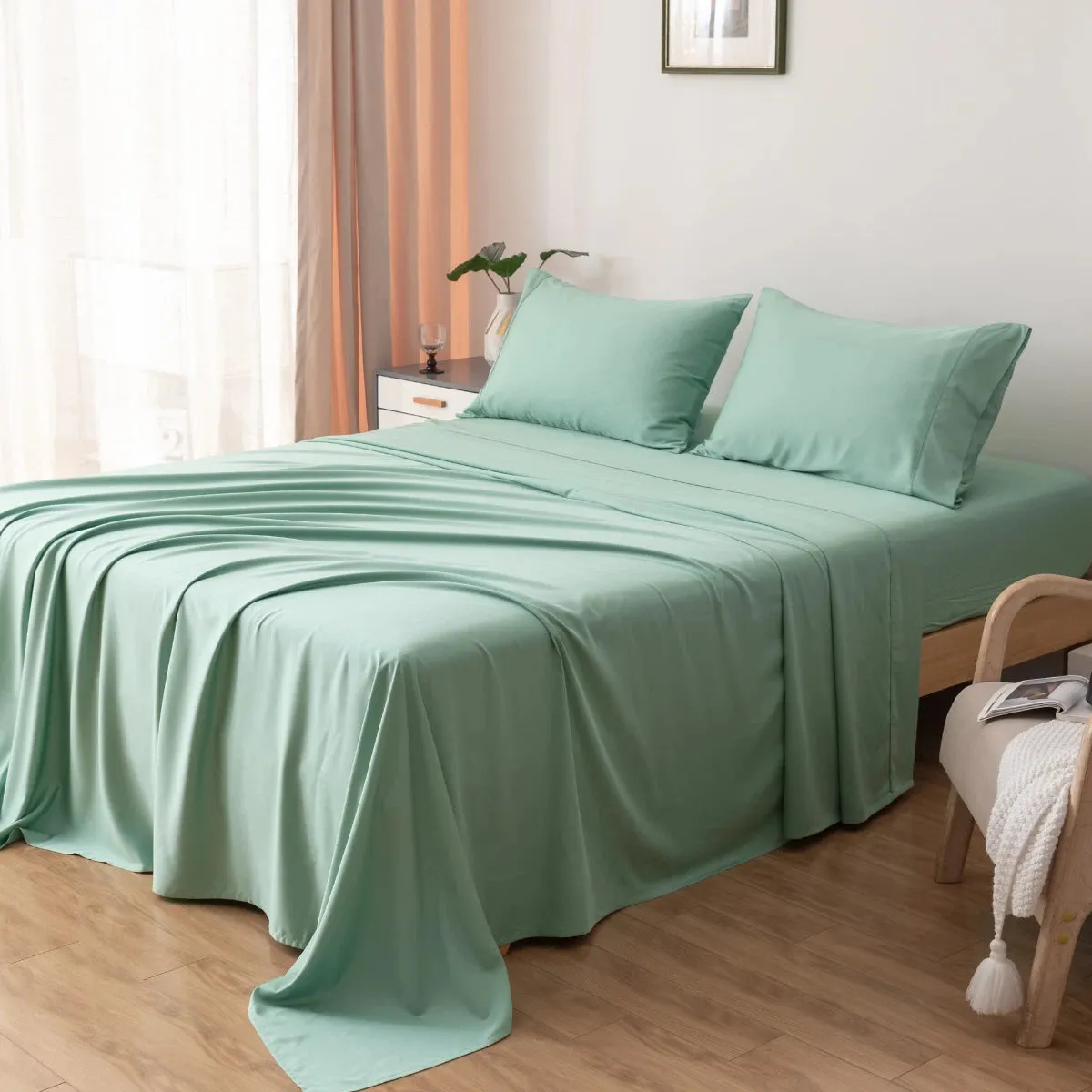 Bamboo Pillowcase Set - Green Sheen