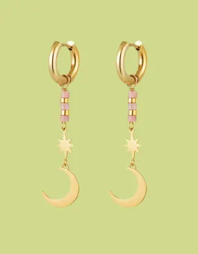 Beaded moon and star earrings