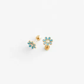 Blue Daisy Flat Back Stud