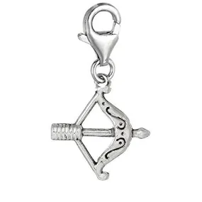 Bow and Arrow Clip On Charm Pendant for European Charm Jewelry w/ Lobster Clasp