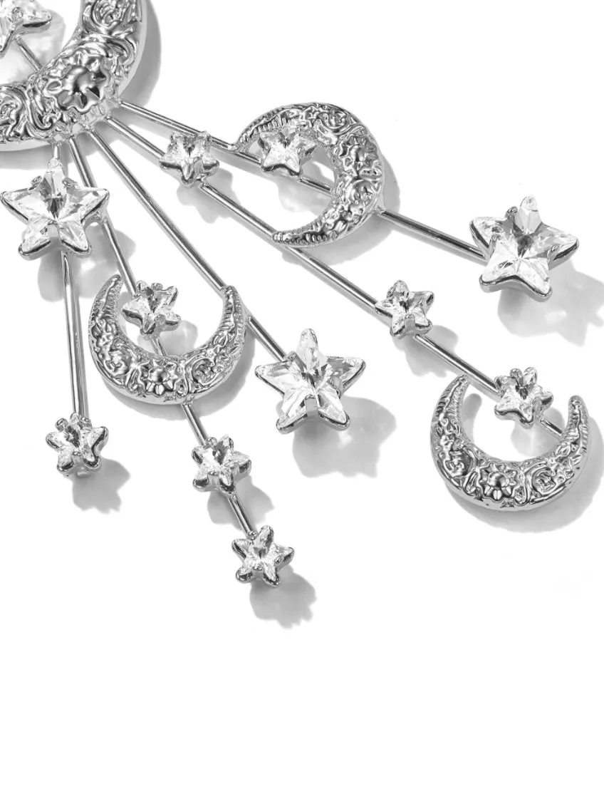 Bright moons and stars drop earring