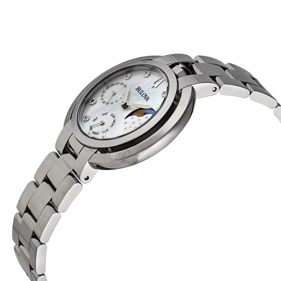 Bulova Rubaiyat Quartz Diamond White Mother of Pearl Dial Ladies Watch 96P213