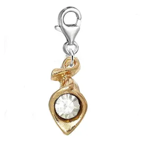 Calla Lily Flower Charm Clip on Pendant for European Charm Jewelry w/ Lobster Clasp
