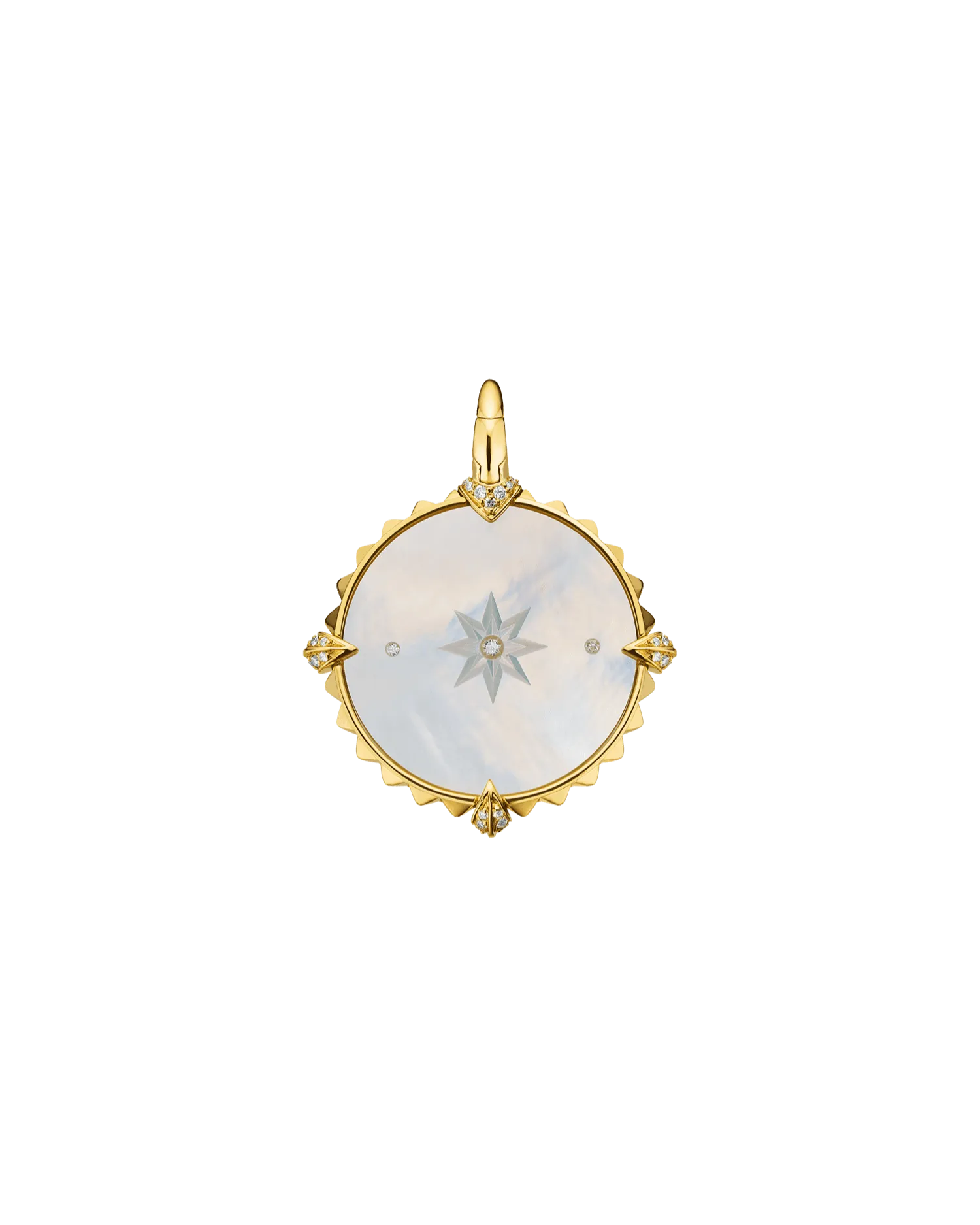 Cancer Coin Charm | Mother of Pearl, Diamonds, and Yellow Gold