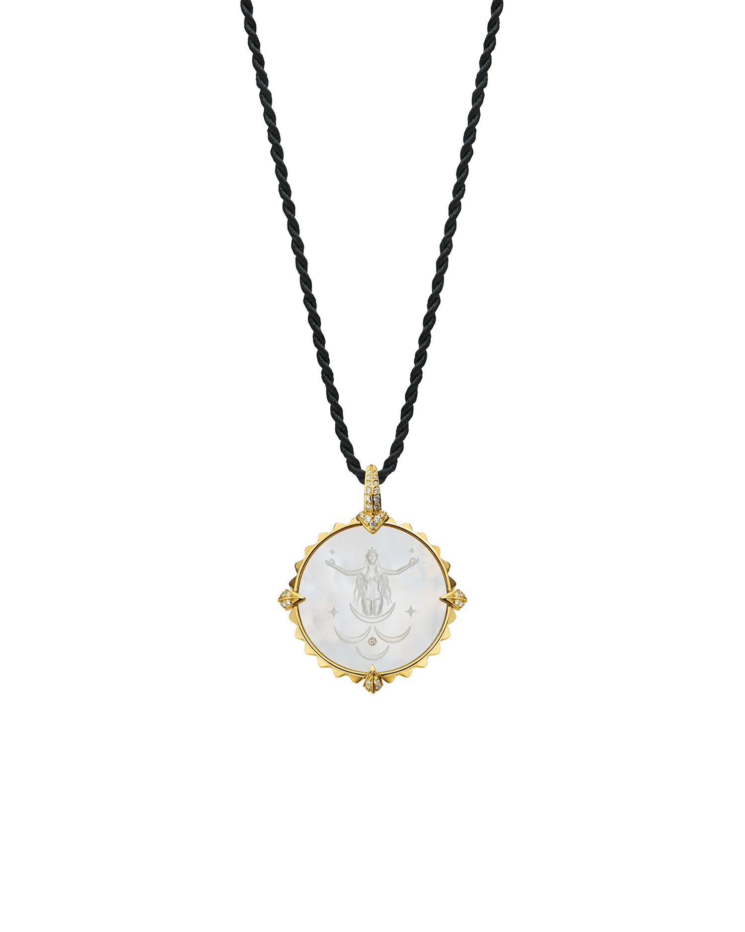 Cancer Coin Charm | Mother of Pearl, Diamonds, and Yellow Gold