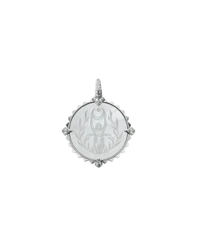 Capricorn Coin Charm | Mother of Pearl, Diamonds, and White Gold