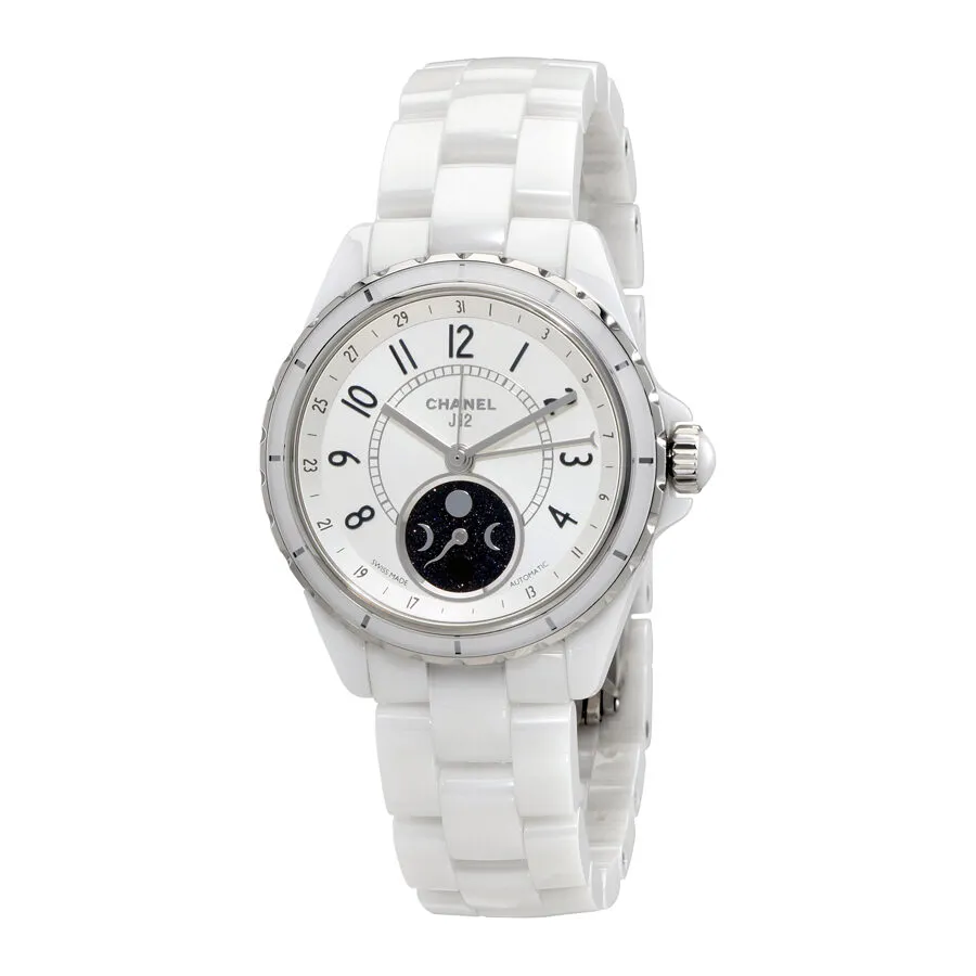 Chanel J12 Moon Phase Mother of Pearl Dial White Ceramic Ladies Watch H3404