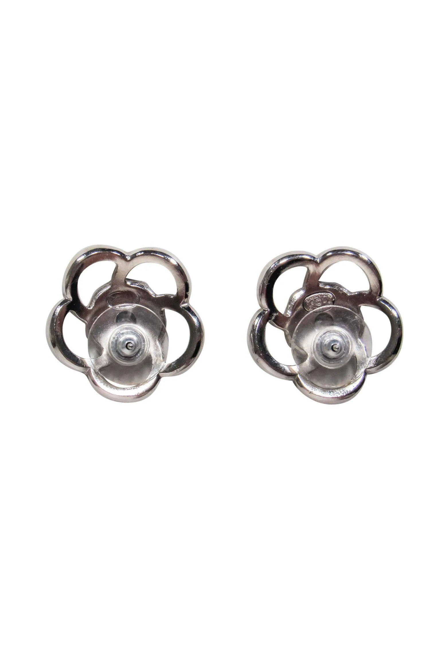 Chanel - Silver & Multicolored Crystal & Resin Floral Stud Earrings