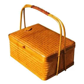 Chic Bamboo Double-Layer Storage Basket
