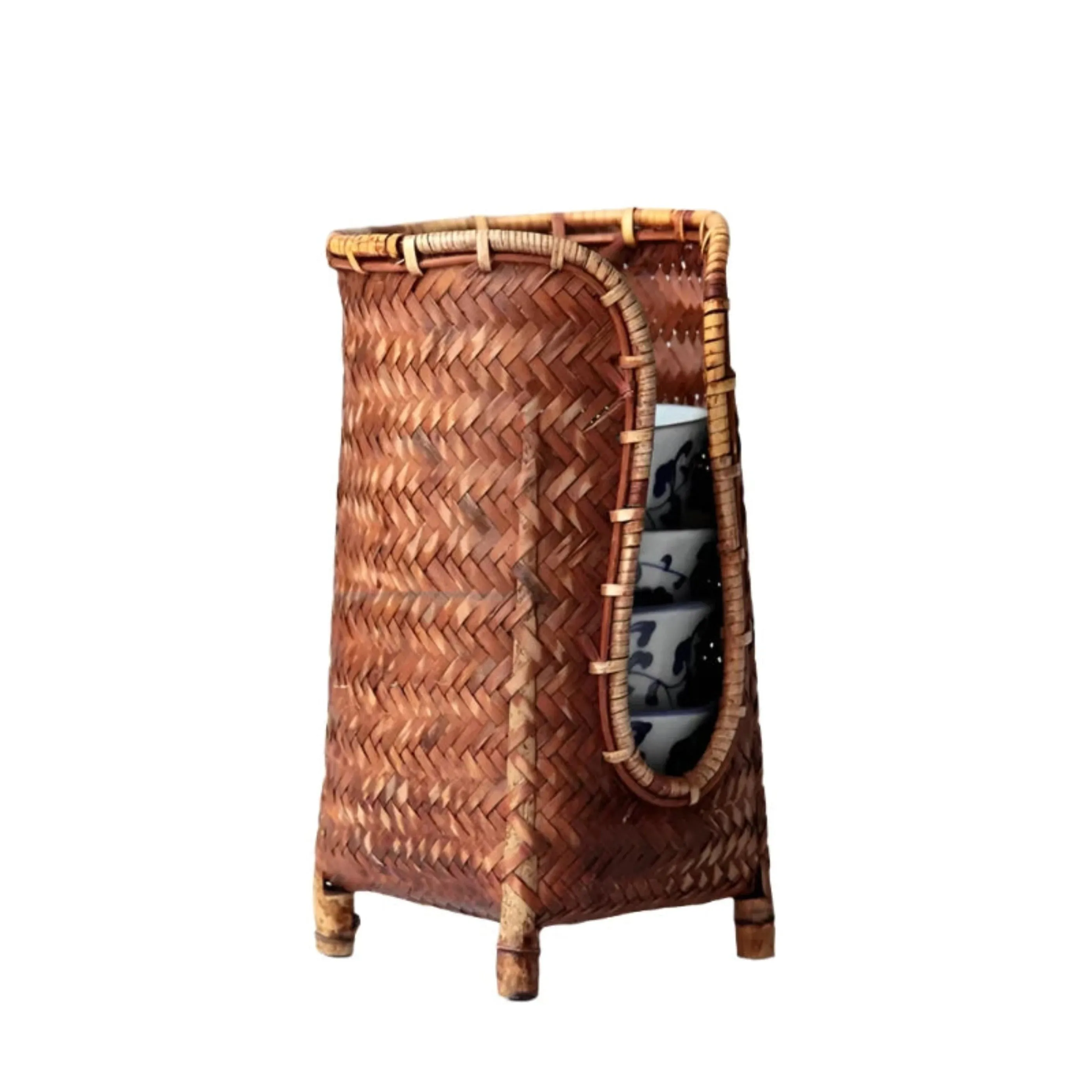 Chic Bamboo Handmade Tea Cup Holder Rack - Natural Storage for Kung Fu Cups