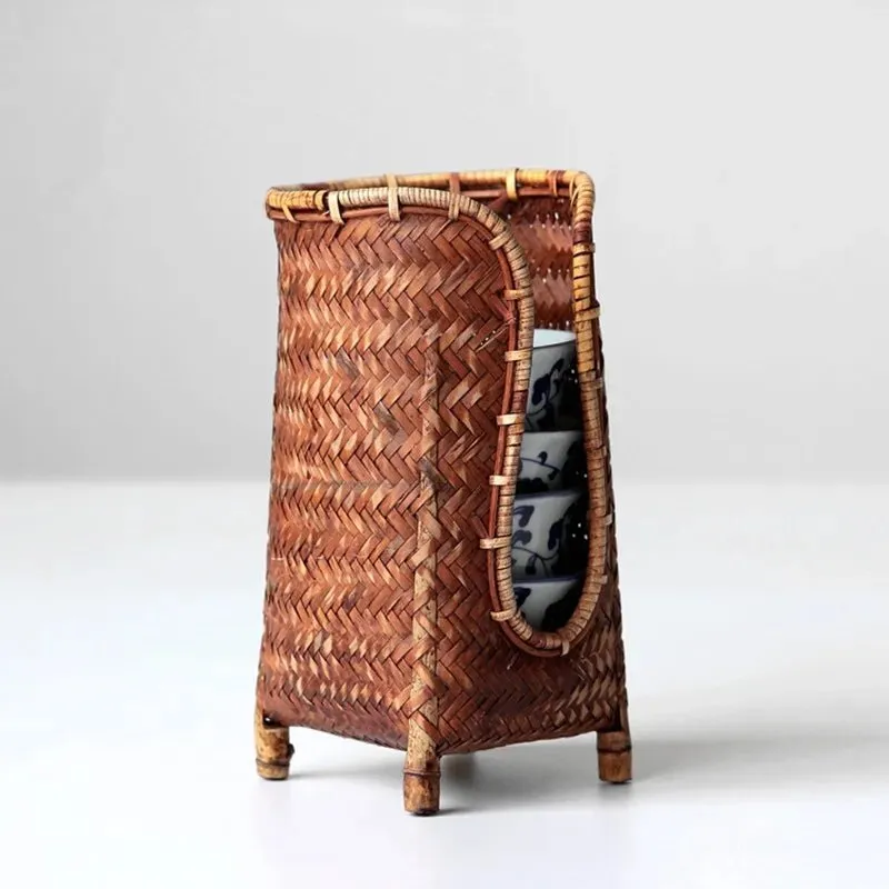 Chic Bamboo Handmade Tea Cup Holder Rack - Natural Storage for Kung Fu Cups