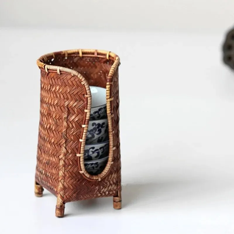 Chic Bamboo Handmade Tea Cup Holder Rack - Natural Storage for Kung Fu Cups