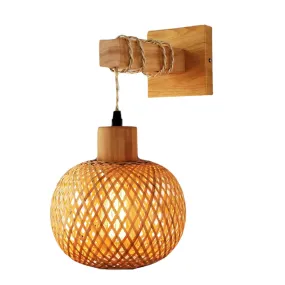 Chic Bamboo Wall Lamp - Handcrafted Retro Pendant Light for Tranquil Home Decor