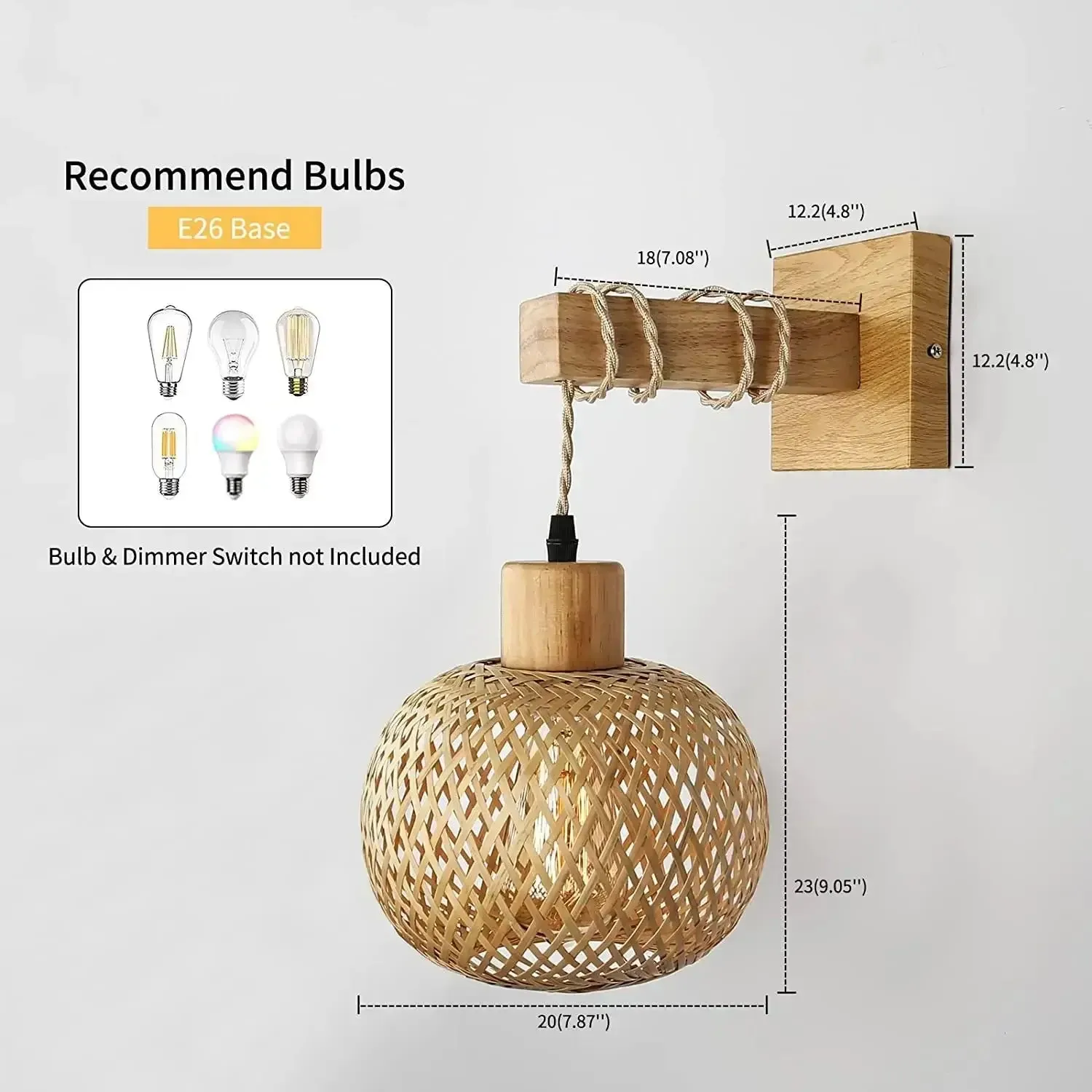 Chic Bamboo Wall Lamp - Handcrafted Retro Pendant Light for Tranquil Home Decor