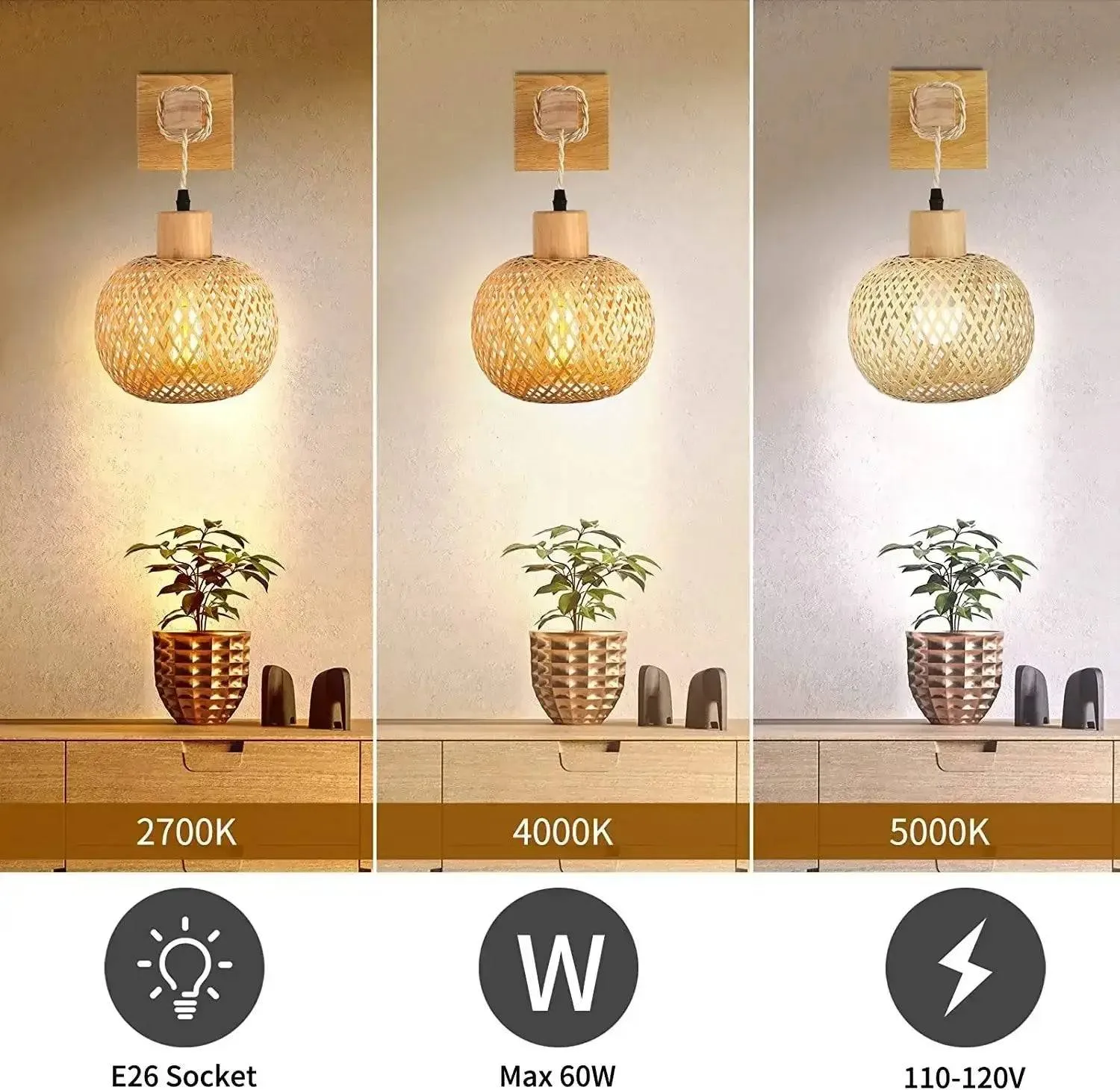 Chic Bamboo Wall Lamp - Handcrafted Retro Pendant Light for Tranquil Home Decor