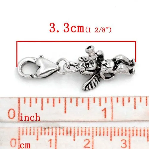 Clip on Angel Charm Pendant for European Jewelry w/ Lobster Clasp