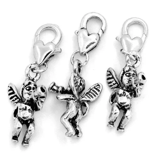 Clip on Angel Charm Pendant for European Jewelry w/ Lobster Clasp