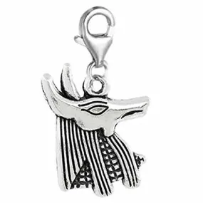 Clip on Egyptian Anubis Pharoah Charm for European Jewelry w/ Lobster Clasp