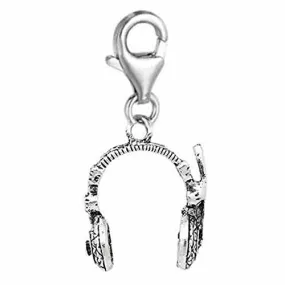 Clip on Headphone Charm Dangle Pendant for European Clip on Charm Jewelry w/ Lobster Clasp