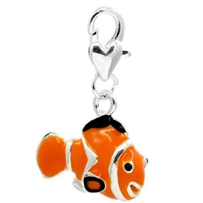 Clown Fish Clip on Pendant for European Jewelry w/ Lobster Clasp