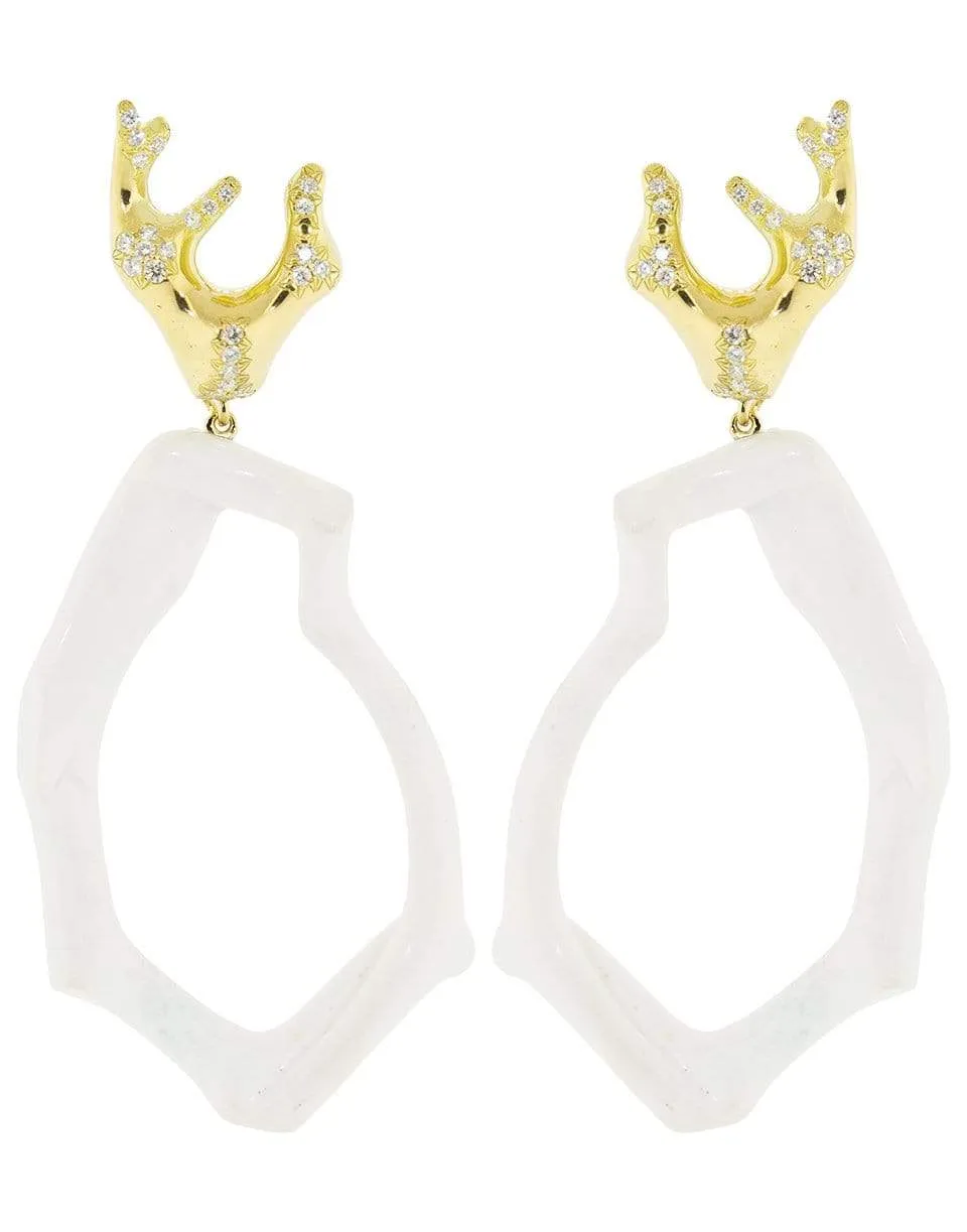 Cocholong Coral Diamond Ear Clips